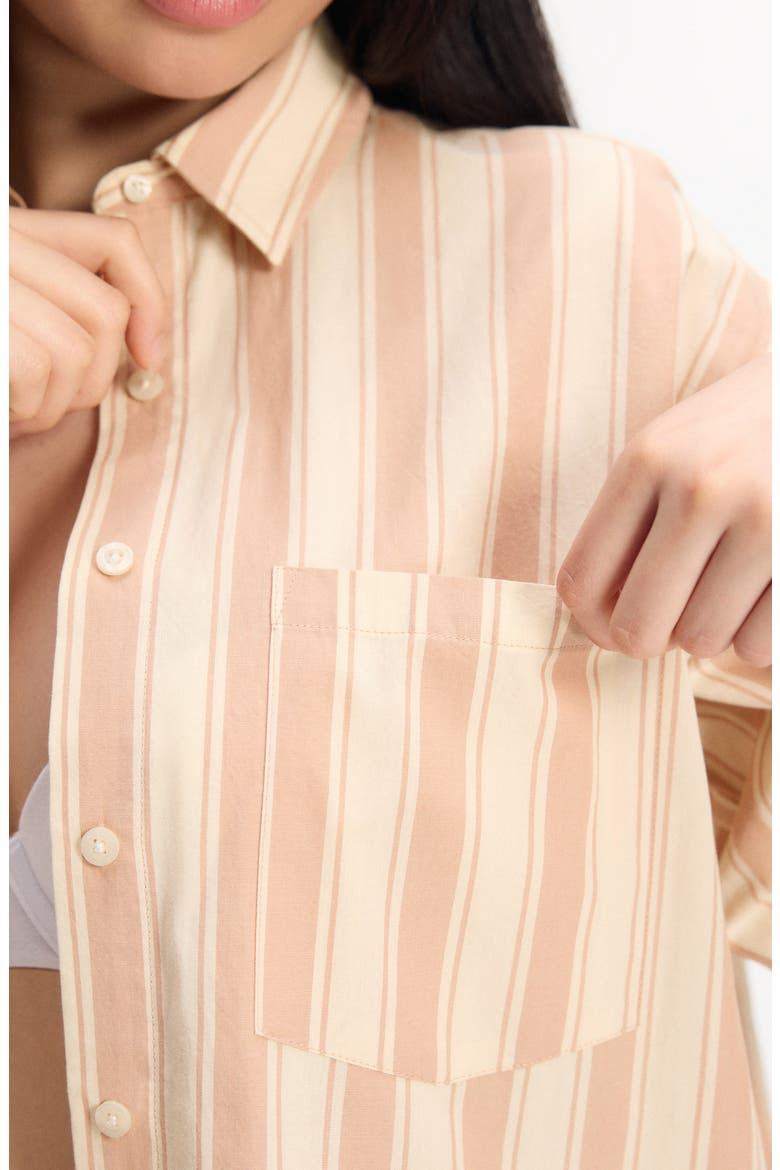 Kickback Casuals Pajama Button-Up Shirt, Alternate, color, LOWLIT BEIGE/ SIENNA