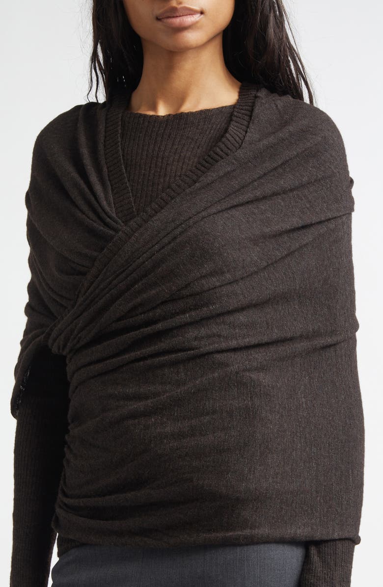 Paloma Wool Elio Semisheer Baby Alpaca & Extrafine Wool Blend Rib Crossover Sweater, Alternate, color, Brown