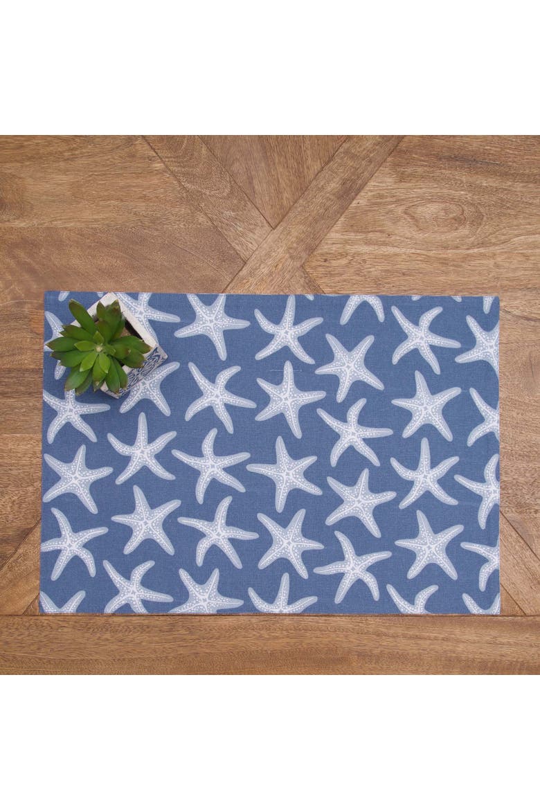Calming Seas Starfish Reversible Placemats Set of 6, Alternate, color, Blue