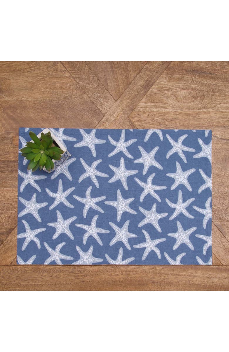 C&F Home Calming Seas Starfish Reversible Placemats Set of 6, Alternate, color, Blue
