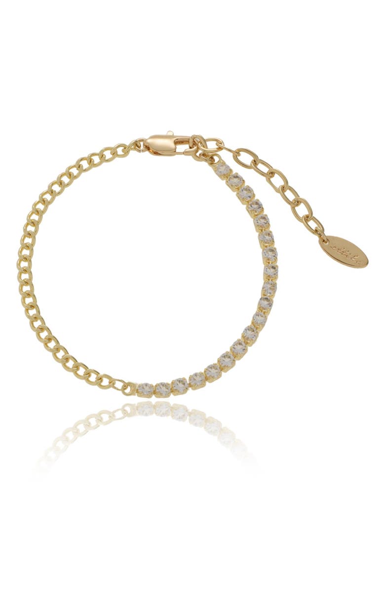 Ettika Crystal & Curb Chain Bracelet, Main, color, Gold