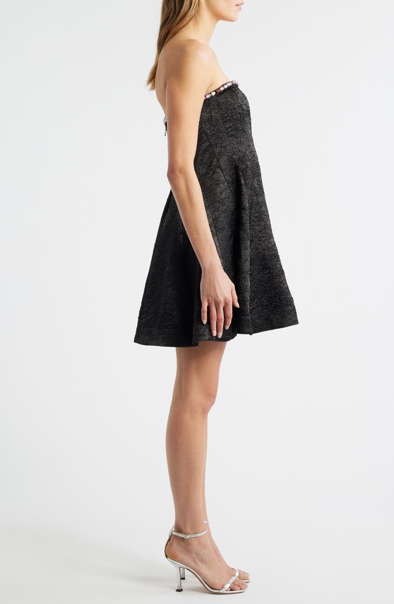 CeCe Jewel Textured Strapless Minidress, Alternate, color, Rich Black