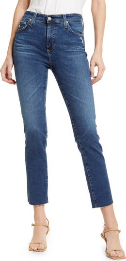 AG Adriano Goldschmied store The Isabelle High Rise Straight Crop Jean 31R Raw Hem