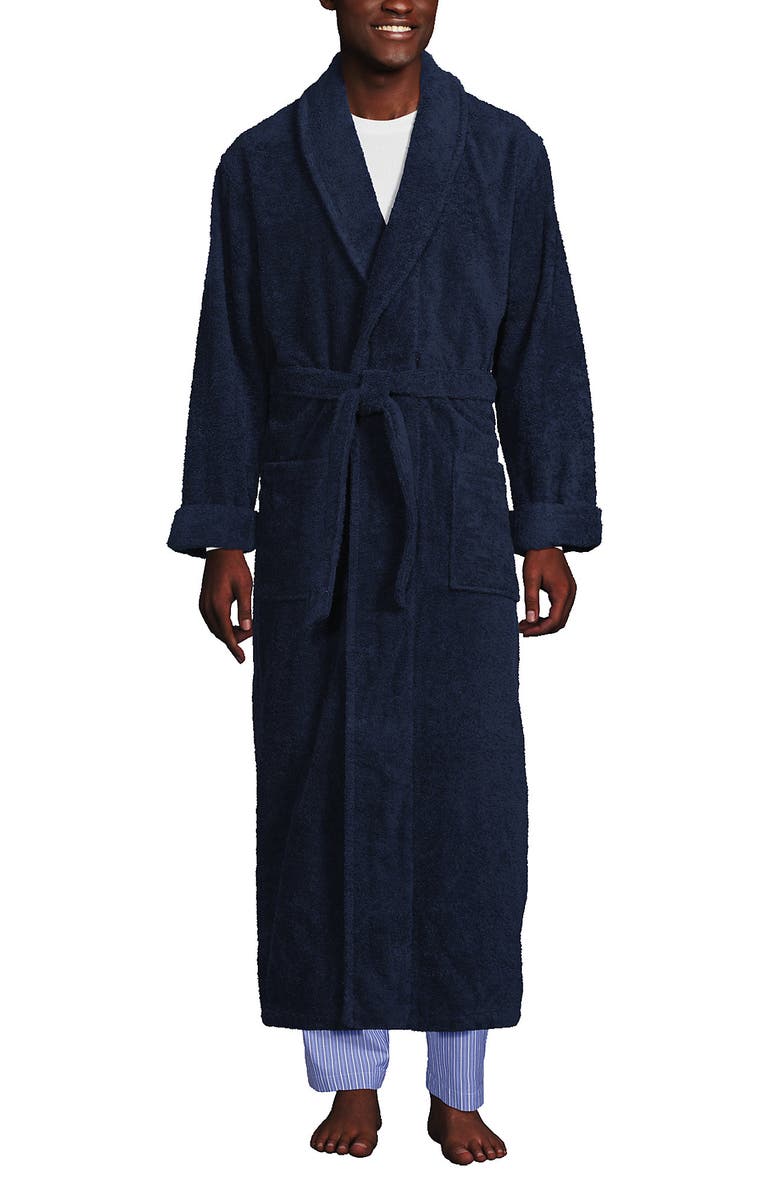 Lands' End Full Length Turkish Terry Robe, Alternate, color, Radiant Navy