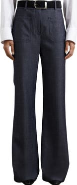 Reiss Uma Wool Blend Patch Pocket Flare Leg Pants