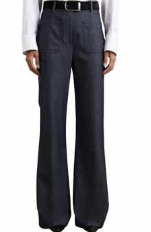 Reiss Uma Wool Blend Patch Pocket Flare Leg Pants