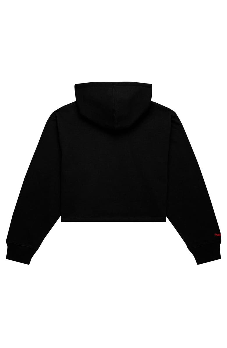 Mitchell & Ness Women's Mitchell & Ness Black Philadelphia 76ers Hardwood Classics Cropped Pullover Hoodie, Alternate, color, 