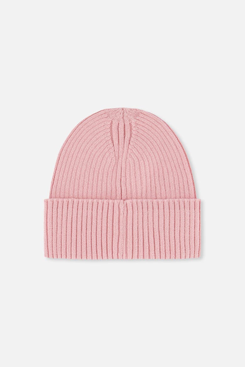 Ribbed Knit Logo Patch Beanie, Alternate, color, Pale Dusty Pink