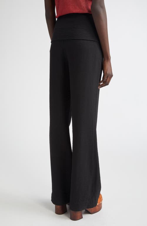 Emily Dawn Long Blake Foldover Waist Cotton Pants In Black