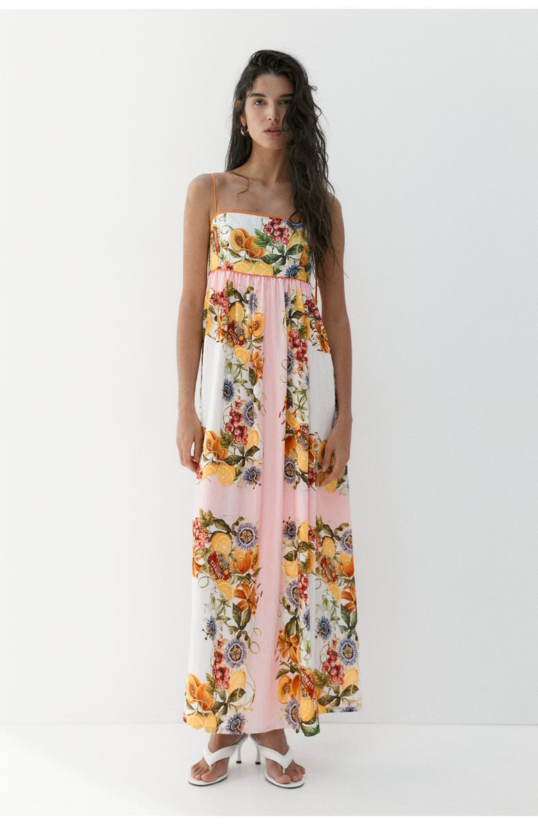 H&M Dress with tie shoulder straps, Alternate, color, Light Pink/Lemons