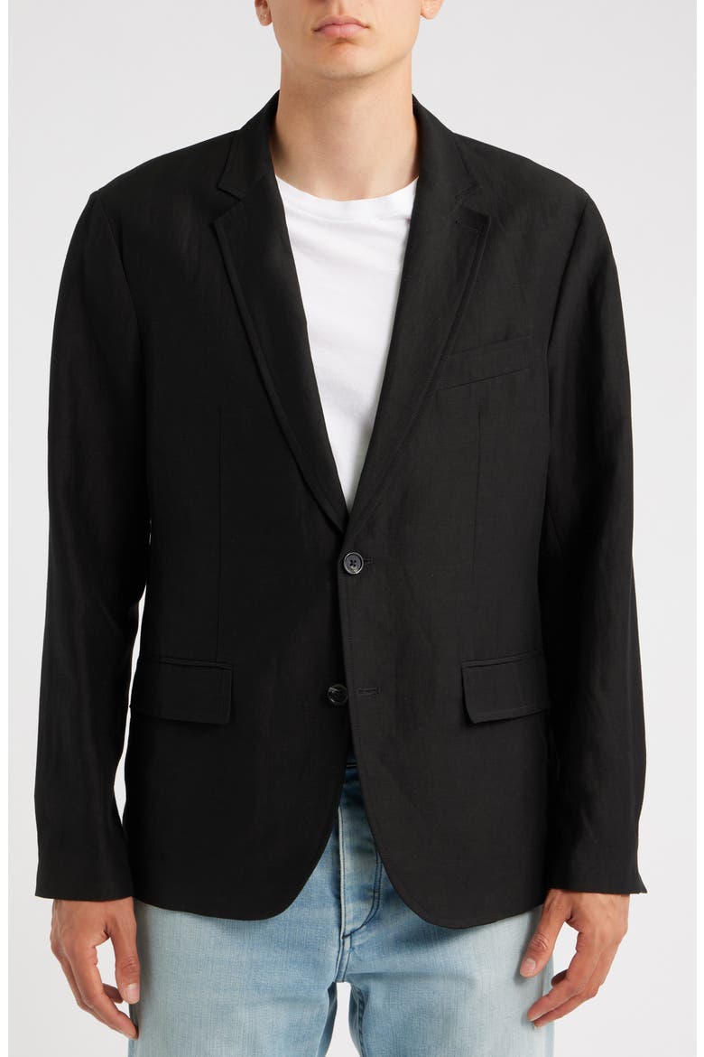 Skeleton Wool & Linen Sport Coat, Alternate, color, BLACK