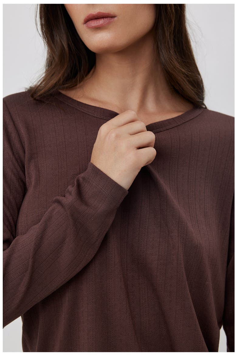 Daydream Pointelle Loungewear Top, Alternate, color, Brown