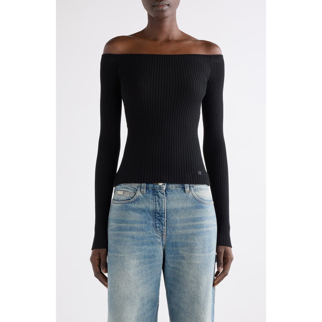 Courrèges Ribbed Off-the-shoulder Top In Black