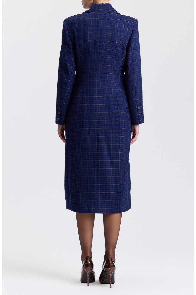 Sculpted Plaid Double Breasted Topcoat, Alternate, color, ROYAL BLUE PLAID