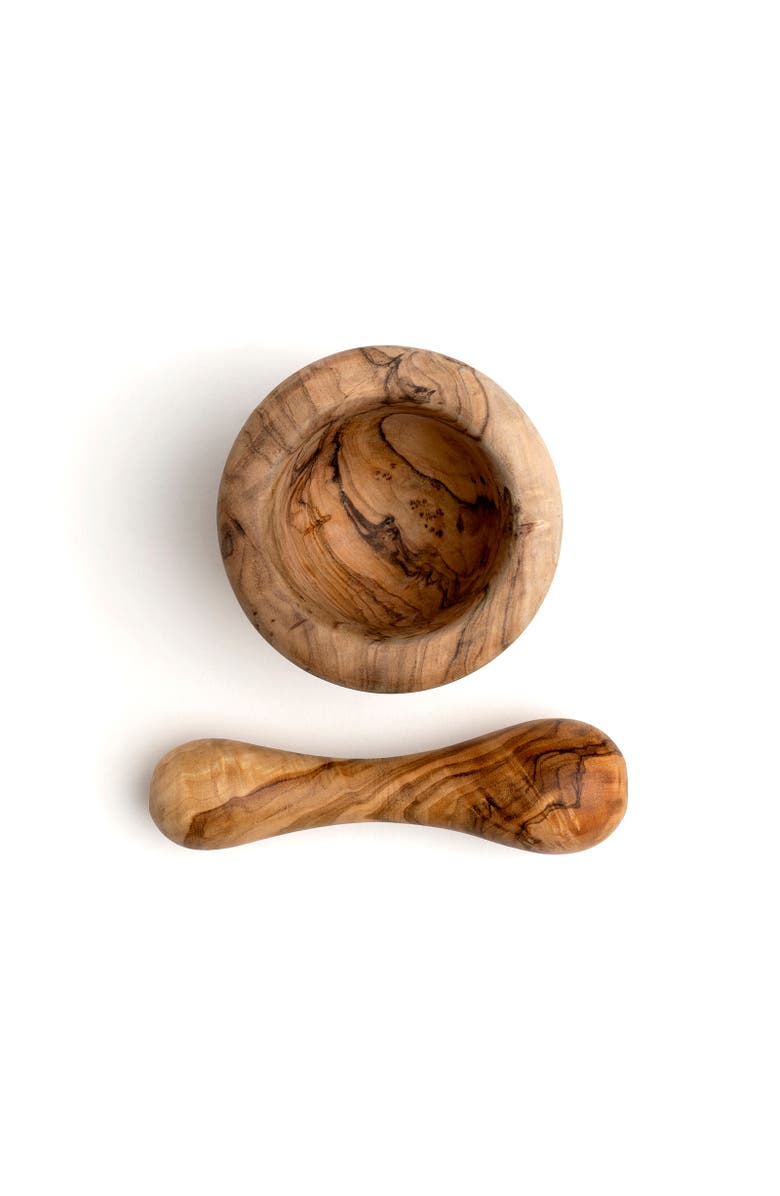 Berard Handcrafted Olivewood Mortar and Pestle Set, 2.75-Inch, Alternate, color, Brown