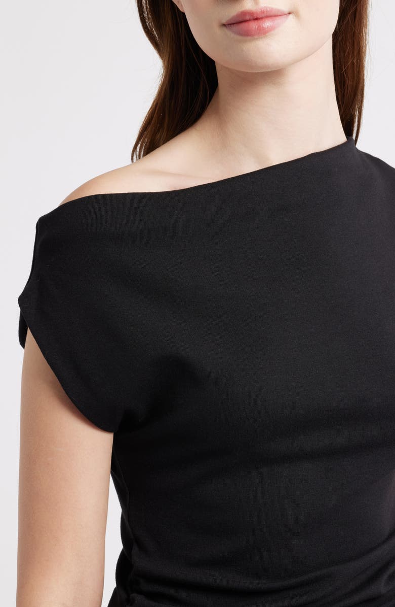 MANGO Drape One-Shoulder Top, Alternate, color, Black