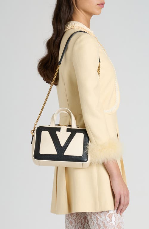 Valentino Viva Superstar Small Two-tone Leather Shoulder Bag In R4v Butter White/nero
