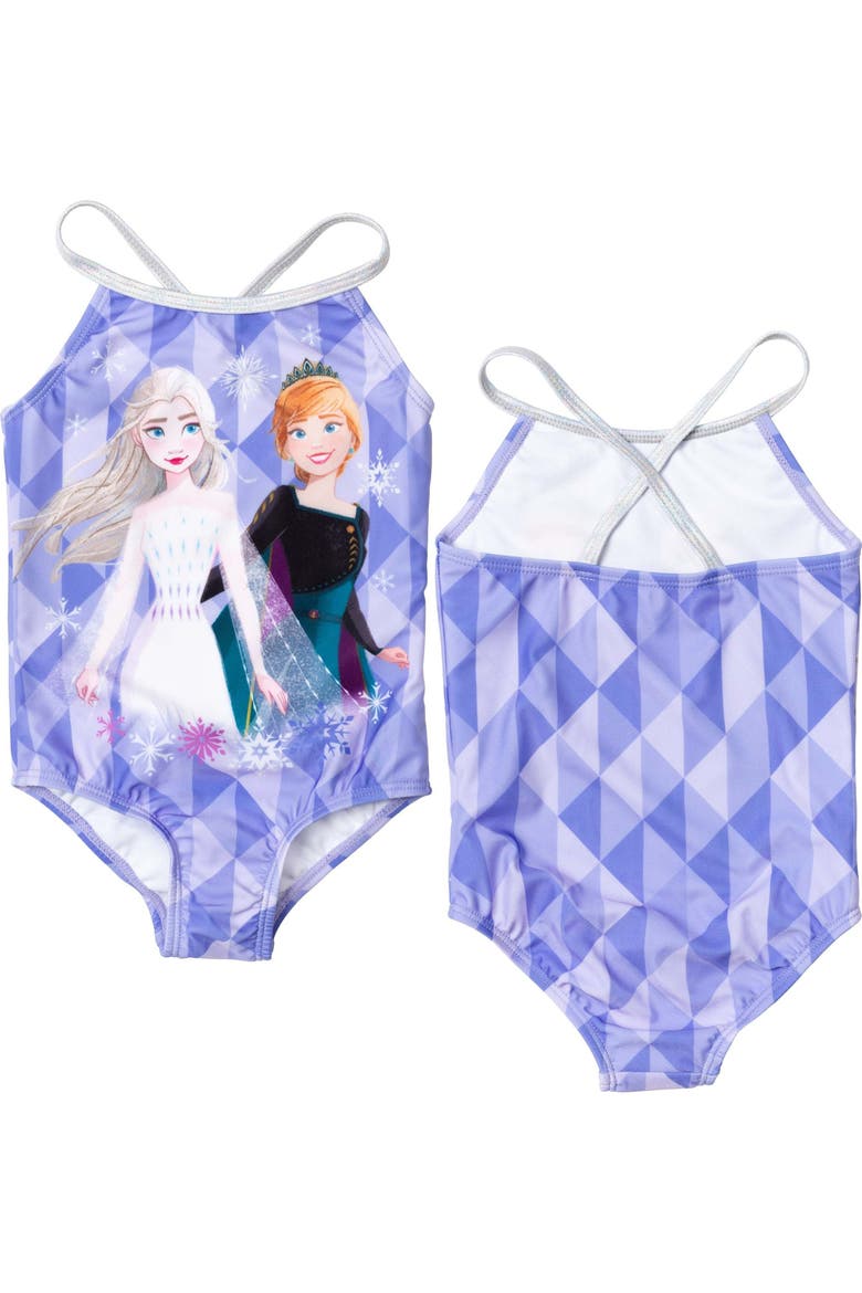 Frozen One Piece Swimwear, Alternate, color, Blue Purple Elsa Anna