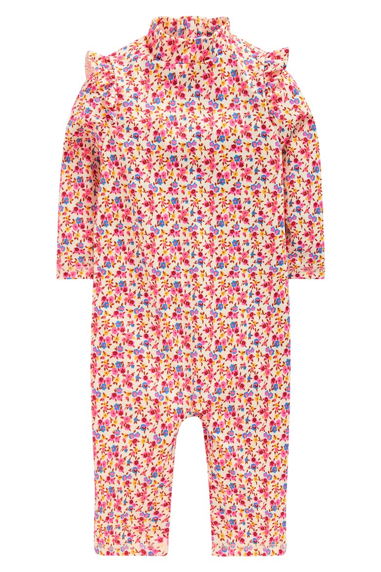 Sun Safe One-Piece Rashguard Suit, Main, color, PINK DITSY FLORAL