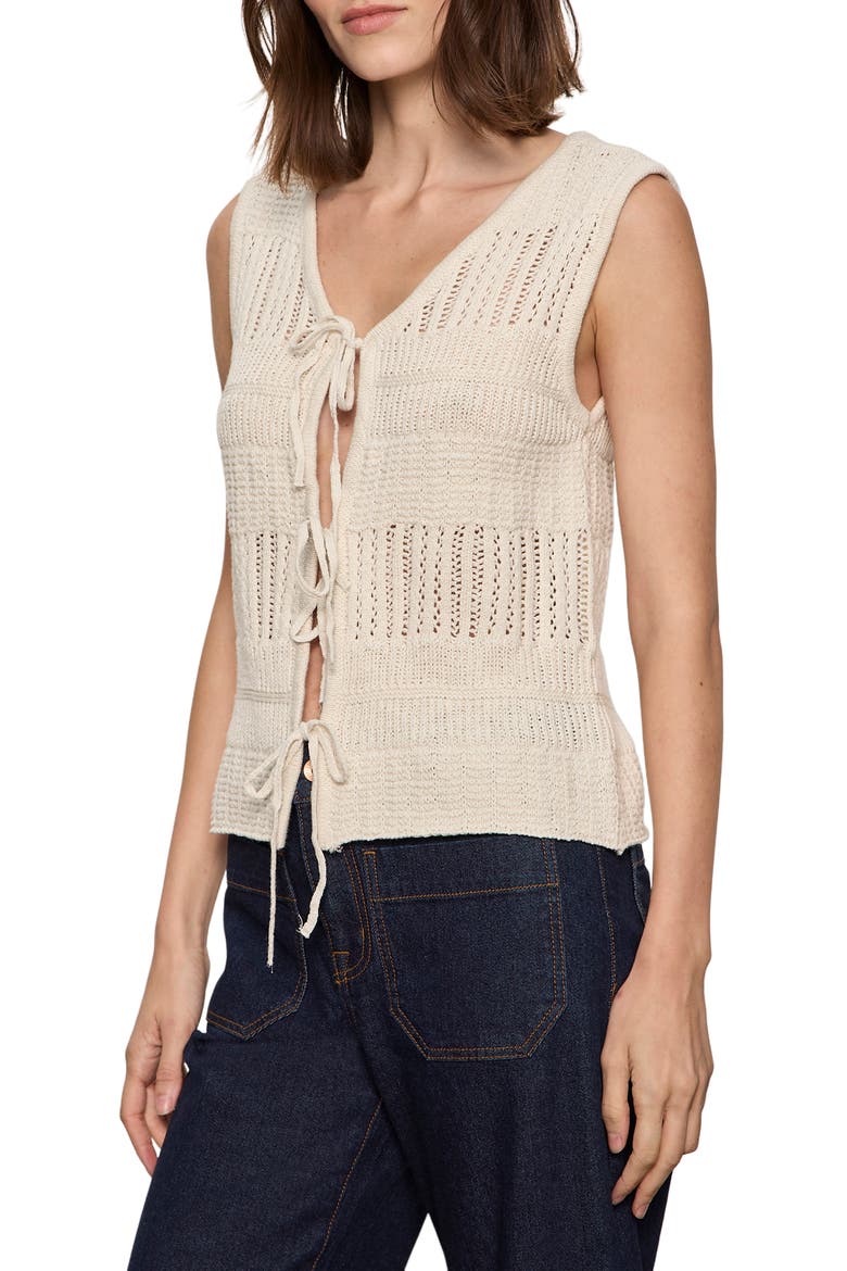 Still Cool Front Tie Sleeveless Sweater, Alternate, color, COLLAGEN WHITE