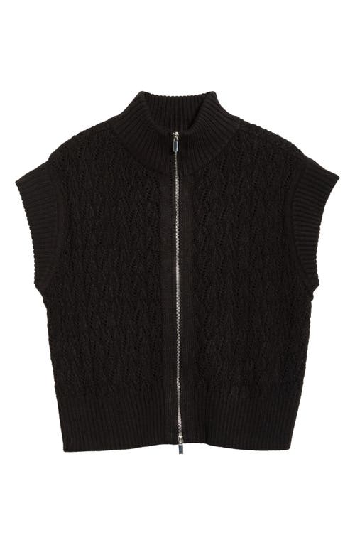 Vince Camuto Pointelle Turtleneck Sweater In Black