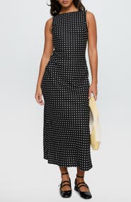 Princess Polly Voyager Polka Dot Linen Blend Dress