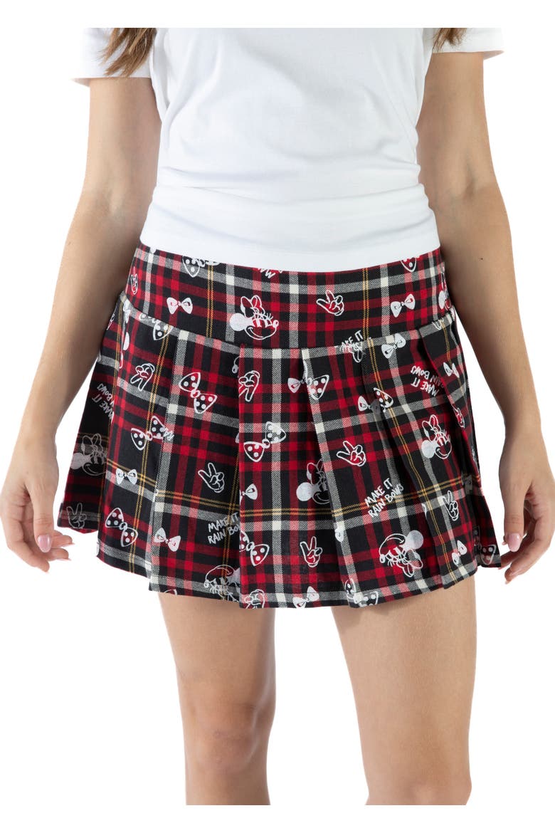 Minnie Mouse Pleated Skirt, Alternate, color, Minnie Mouse Red Plaid