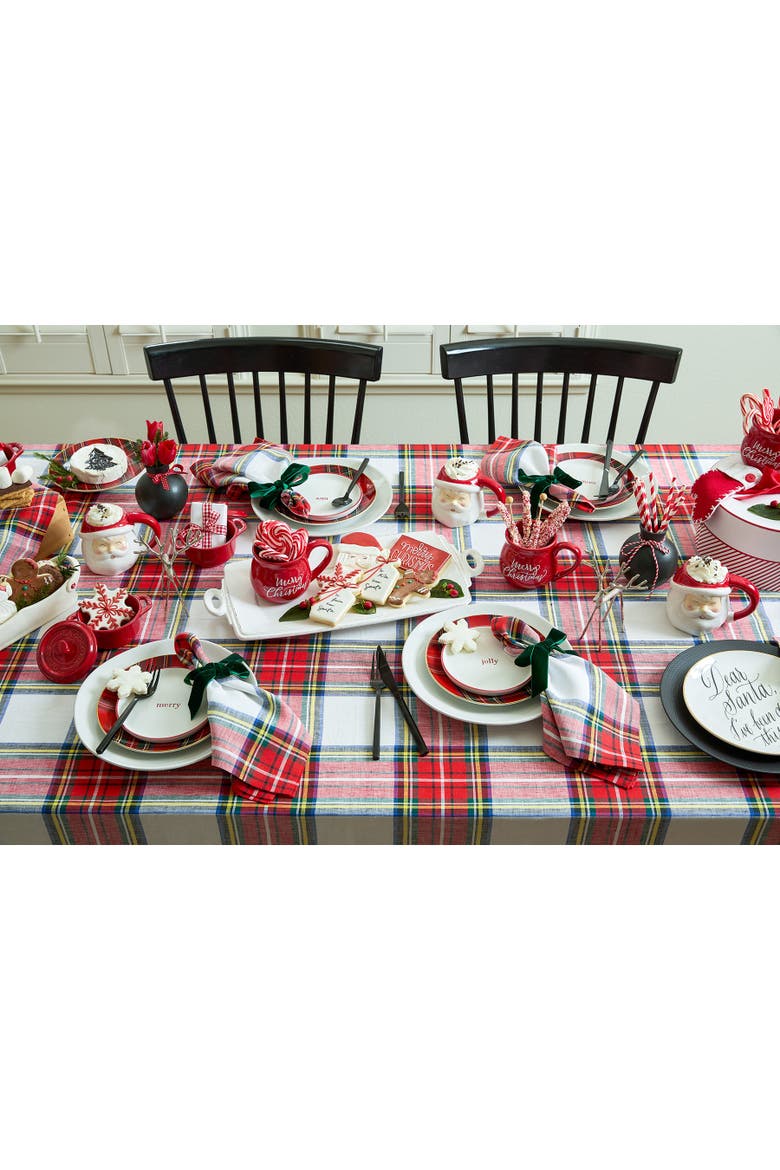 Linen Tablecloth - Stewart Plaid, Alternate, color, White