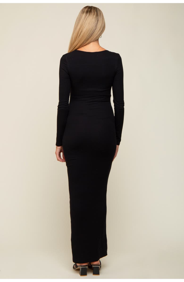 PinkBlush Ribbed Long Sleeve Square Neck Maxi Dress, Alternate, color, Black