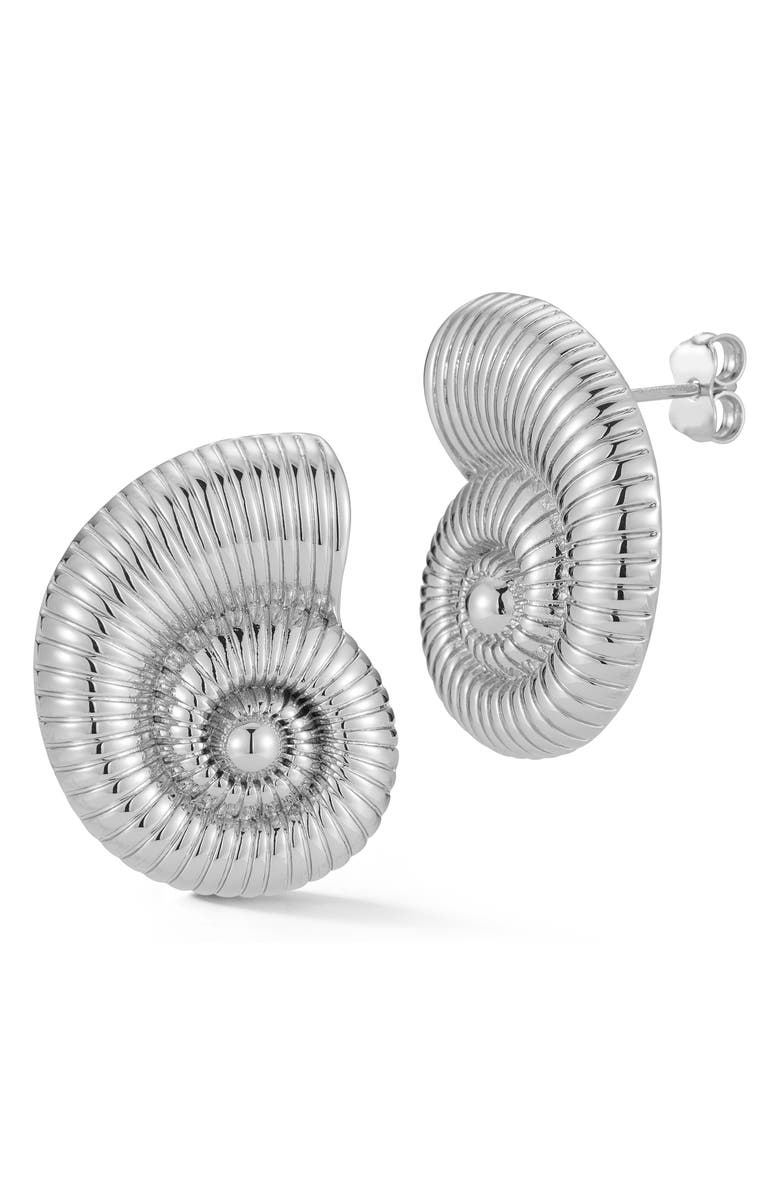 GLAZE JEWELRY Shell Earrings, Main, color, Silver