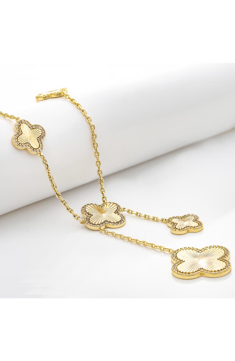 RIVKA FRIEDMAN 18K Gold Plated Cubic Zirconia Clover Station Y-Necklace, Alternate, color, Gold/ Cubic Zirconia