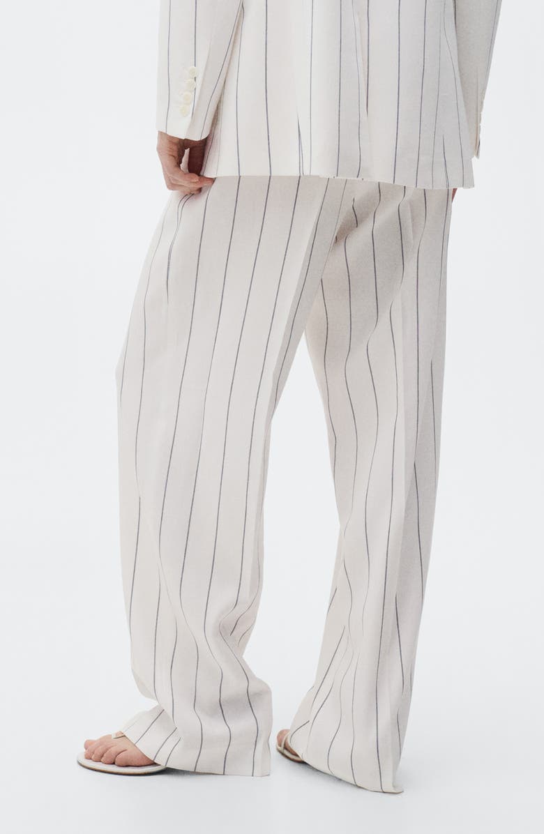 MANGO Stripe Suit Pants, Alternate, color, White