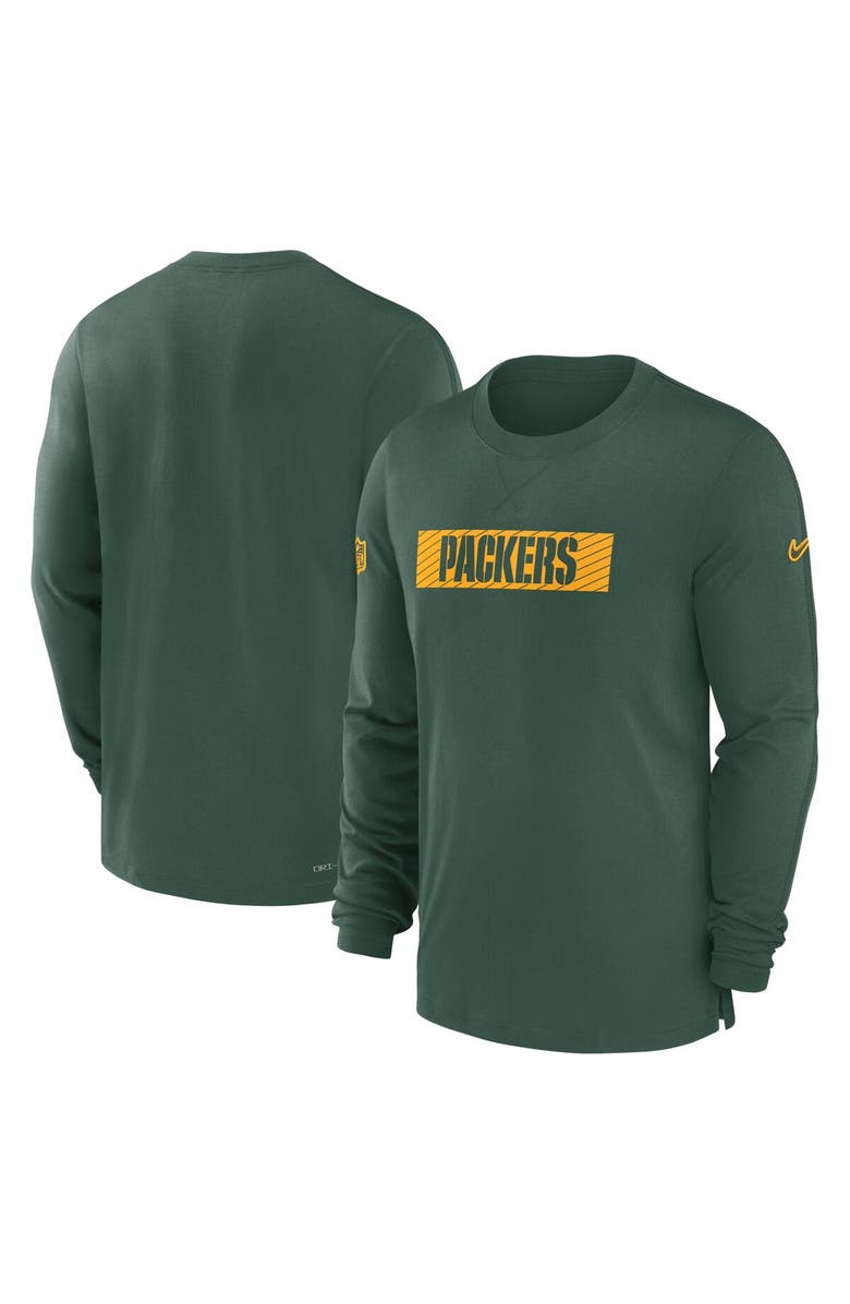 Nike Men's Nike Green Green Bay Packers Sideline Player Performance Long Sleeve T-Shirt, Main, color, 