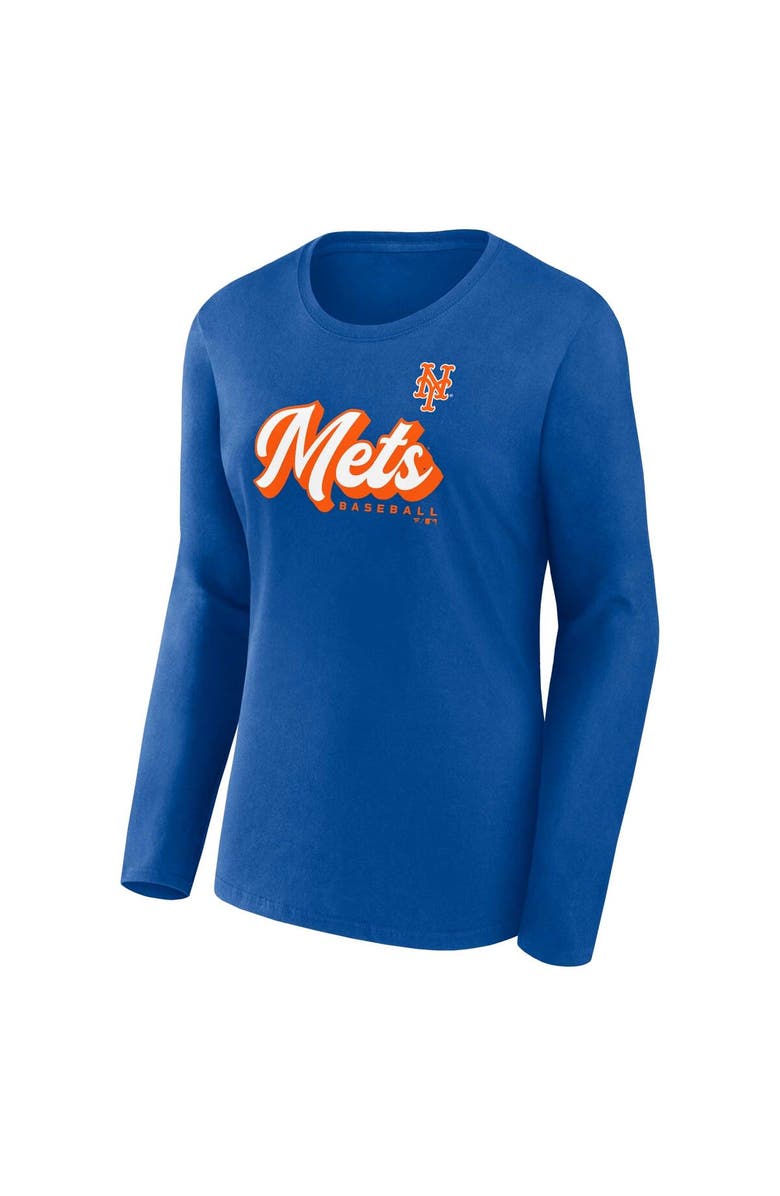 FANATICS Women's Fanatics Branded Royal New York Mets Run The Bases Long Sleeve T-Shirt & Cuffed Knit Hat with Pom Combo Set, Alternate, color,