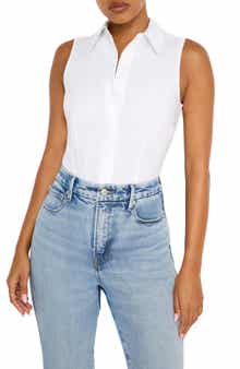 Good American Cotton Poplin Sleeveless Bodysuit