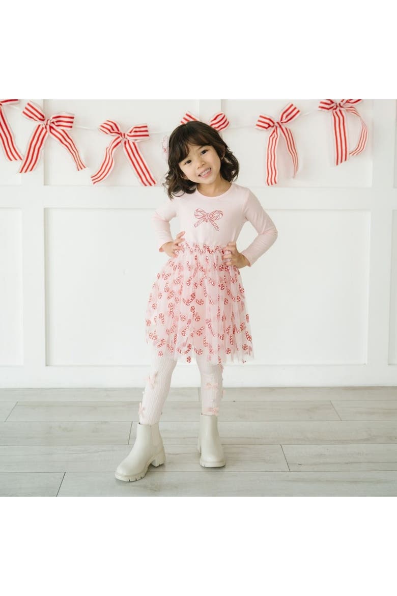 Bedazzled Bow Tights, Alternate, color, Pink
