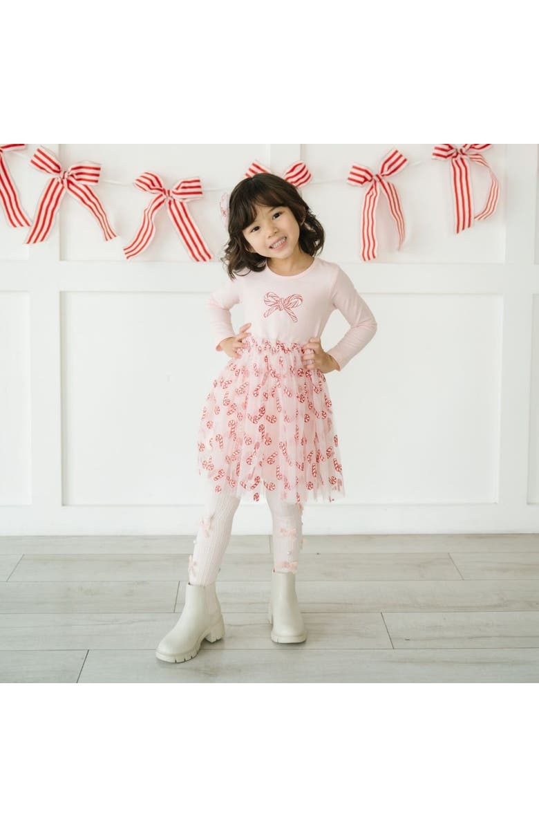 Sweet Wink Candy Cane Confetti Christmas Long Sleeve Tutu Dress, Alternate, color, Pink