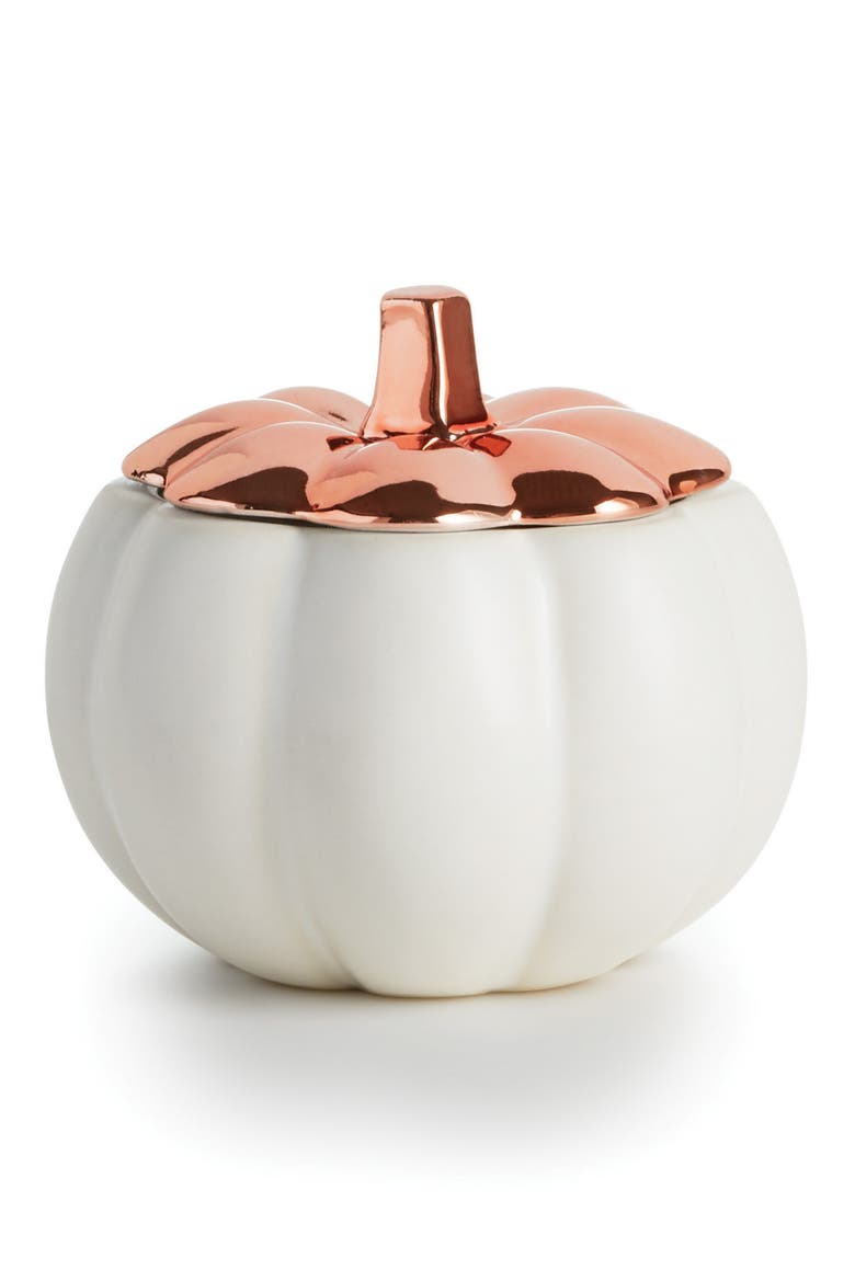Rustic Pumpkin Lidded Ceramic Candle, Main, color, PUMPKIN