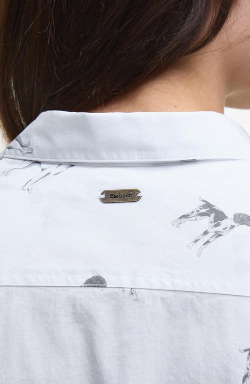 Barbour Brambles Dog Print Cotton Button-up Shirt In White