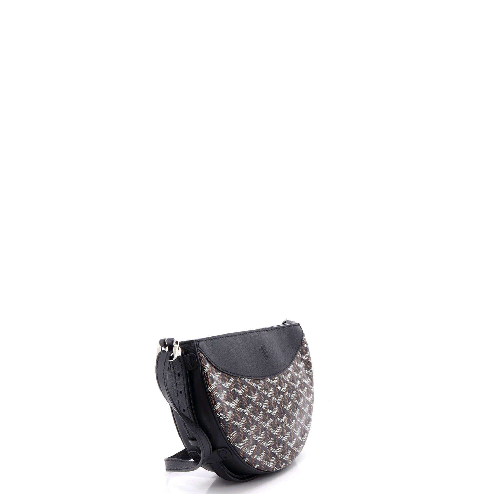 Hirondelle Shoulder Bag Coated Canvas and Leather, Alternate, color, Black