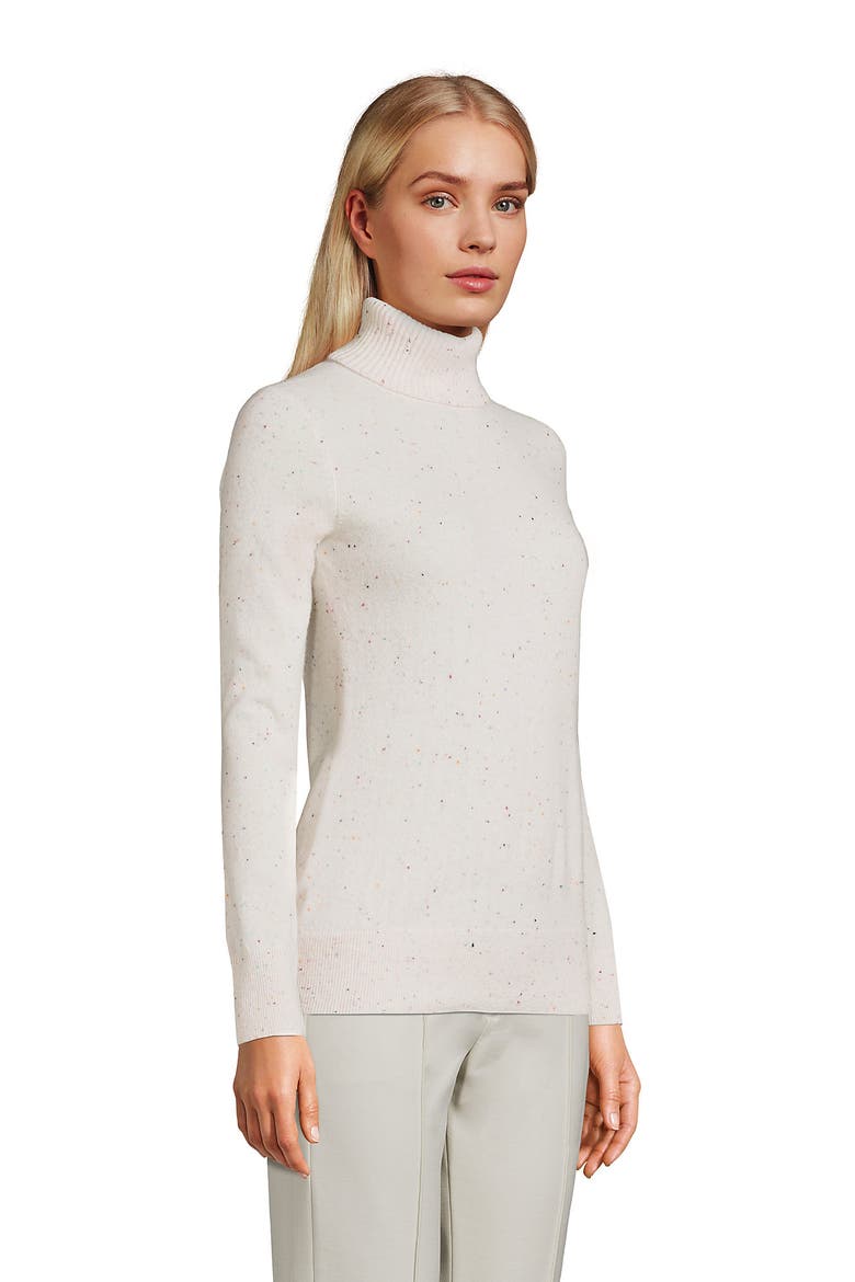 Cashmere Turtleneck Sweater, Alternate, color, Fresh Ivory Rainbow Donegal
