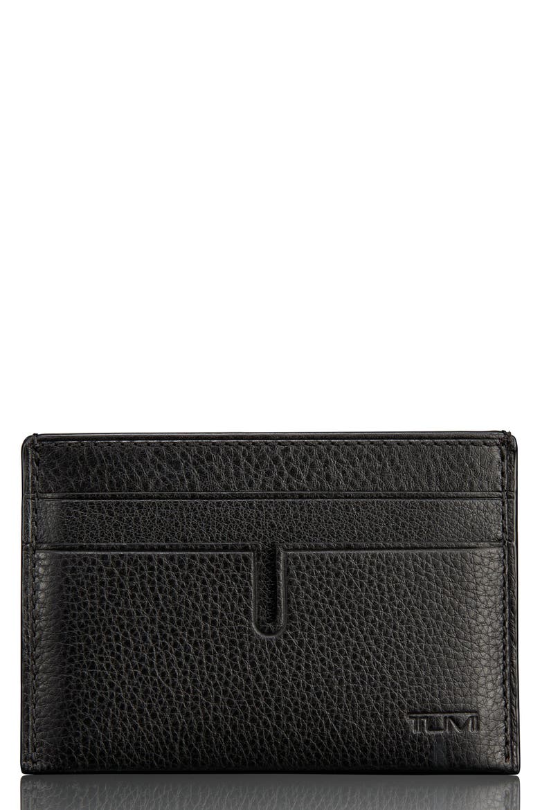 Leather Money Clip Card Case, Main, color, BLACK TEXTURED