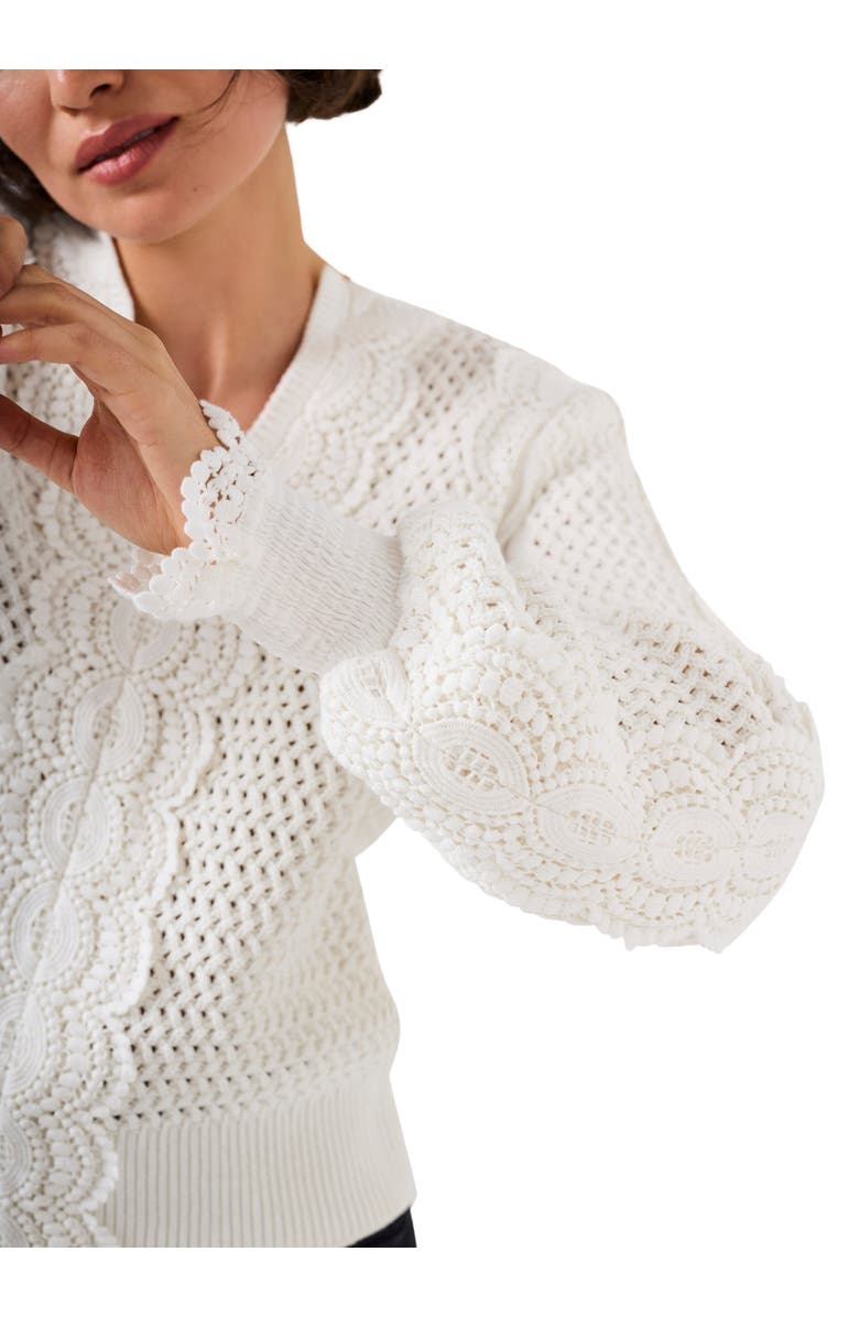 MINT VELVET Cotton Blend Crochet Detail Sweater, Alternate, color, Open White