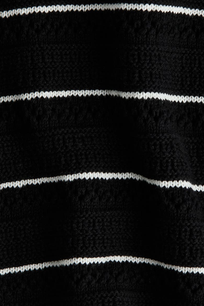 Pointelle-knit Cotton Jumper, Alternate, color, Black/striped