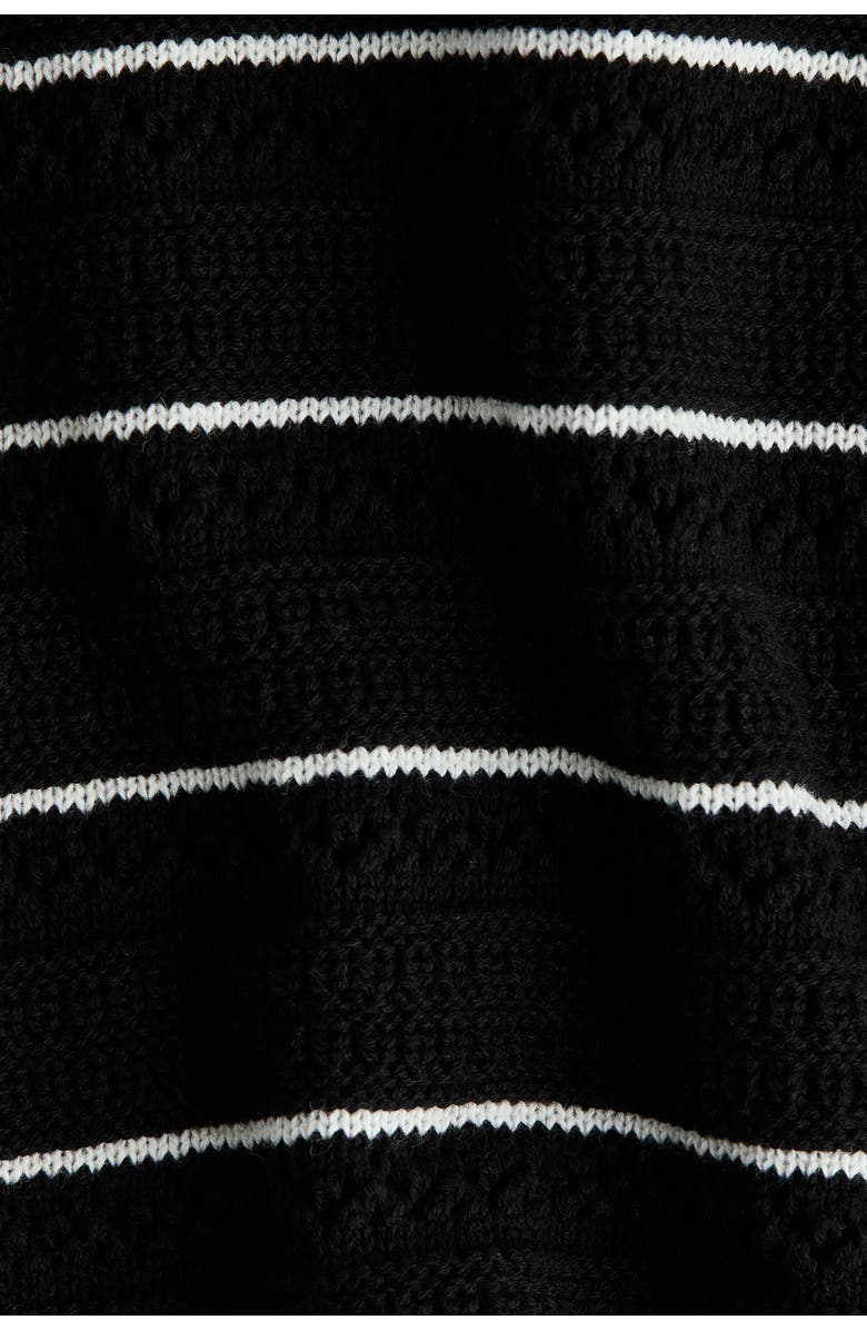 H&M Pointelle-knit Cotton Jumper, Alternate, color, Black/Striped