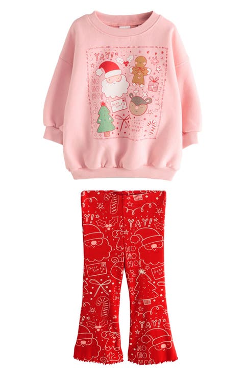 Kids' Christmas Graphic Sweatshirt & Flare Leggings Set (Baby & Little Kid)
