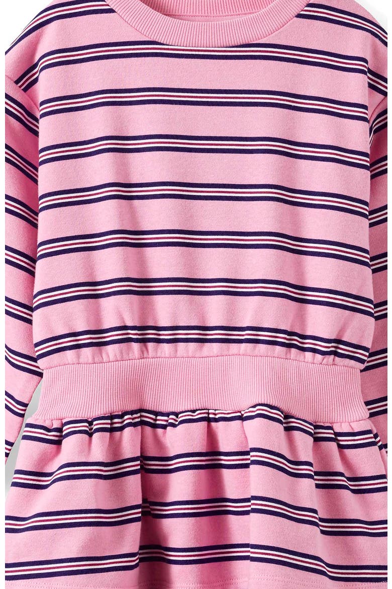 Kid's Crew Neck Ruffle Dress, Alternate, color, Strawberry Milk Denim Navy