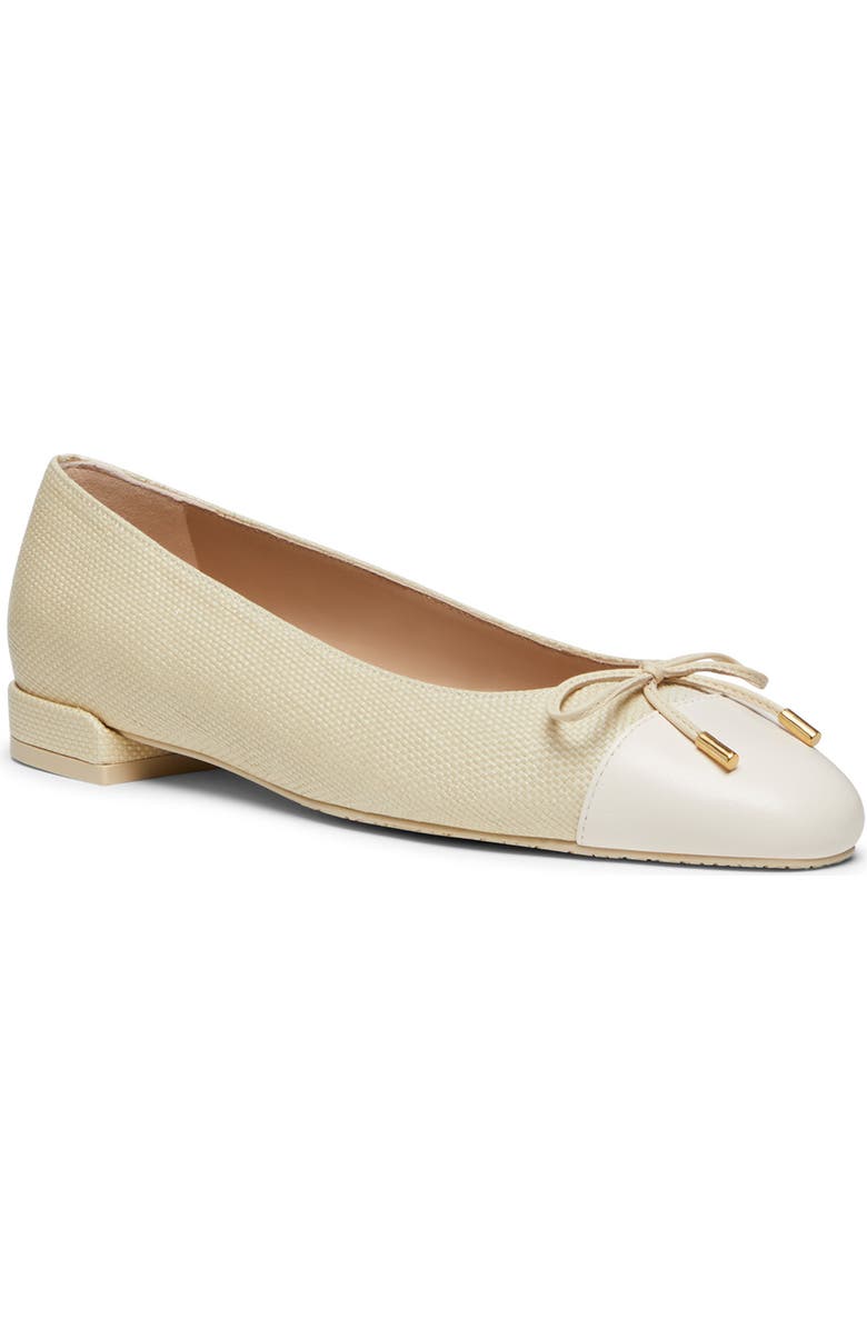 Stuart Weitzman Sleek Cap Toe Bow Flat, Main, color,