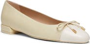 Stuart Weitzman Sleek Cap Toe Bow Flat