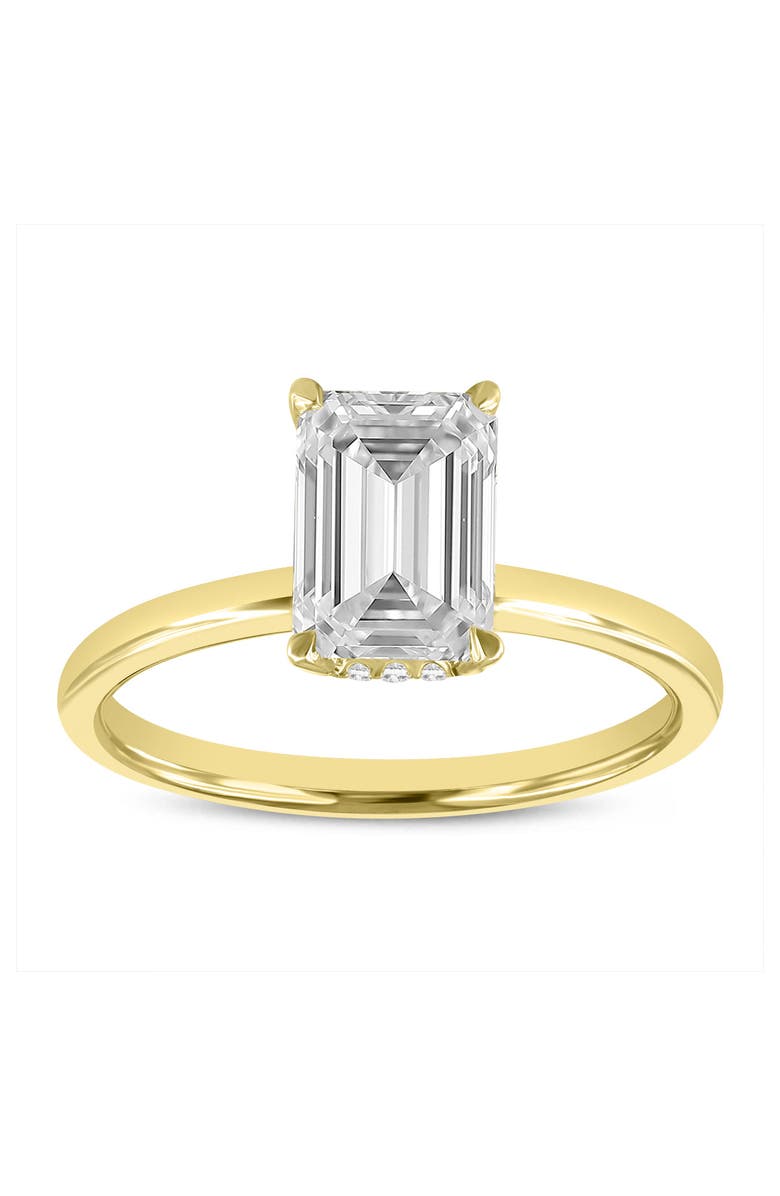 LuvMyJewelry Delphine 14K Yellow Gold Emerald Cut Lab Grown Diamond Hidden Halo Engagement Ring - 2.1 ct, Main, color, 14K Yellow Gold